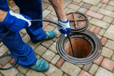 Plumber cleaning an outdoor sewer drain in Santa Clara